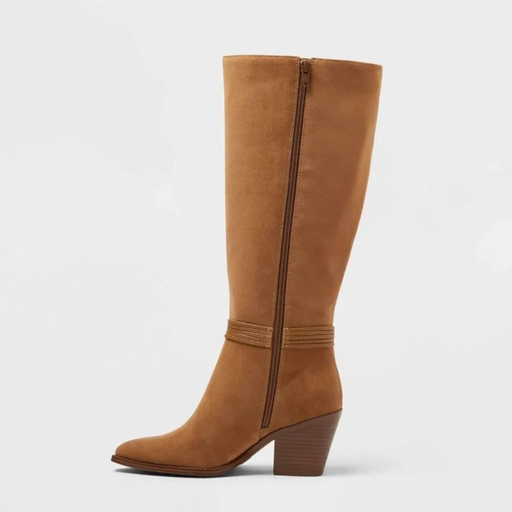 Women’s Rio Whip Stitch Tall Boots with Memory Foam Insole – Tan 6.5